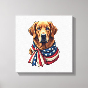 Impressão Em Tela Camisa Vintage Old Glory Golden Retriever 2