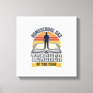 Impressão Em Tela Camisa Vintage Pai Professor Do Ano De Homeschool