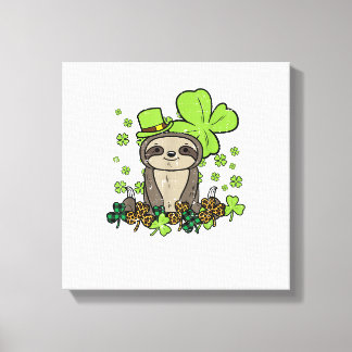 Impressão Em Tela Camisa Xadrez Shamrock Preguiça Leopardo Dia de Sã
