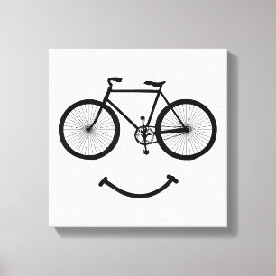Impressão Em Tela Camiseta Bicycle and Smile T-Shirt Bicycling Blac