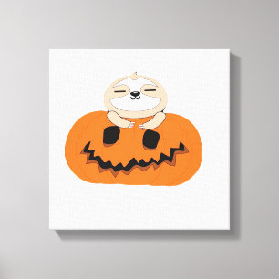 Impressão Em Tela Camiseta Clássica Preguiça de Abóbora de Halloween