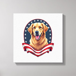 Impressão Em Tela Camiseta com Emblema de Bolso do Golden Retriever 