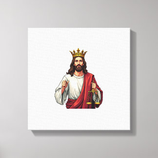 Impressão Em Tela Camiseta de Gravura Vintage Justiça Coroada Jesus