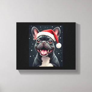 Impressão Em Tela Camiseta de Natal de Bulldog Francês
