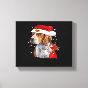 Impressão Em Tela Camiseta de Natal do Cão Beagle Família de Cachorr