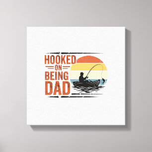 Impressão Em Tela Camiseta de Pesca Vintage Preso em Ser Pai Design_
