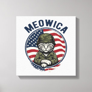 Impressão Em Tela Camiseta Desenho Vintage Gato Patriótico Meowica