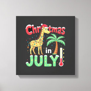 Impressão Em Tela Camiseta engraçada de Natal em julho Santa Girafa