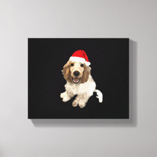 Impressão Em Tela Camiseta Essencial Cocker Spaniel de Natal (Branco