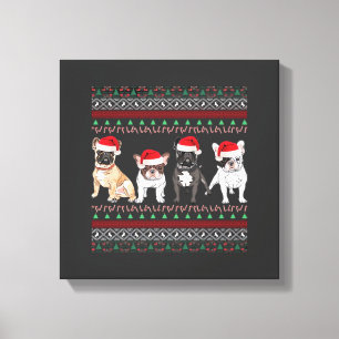 Impressão Em Tela Camiseta essencial de Natal feia do Bulldog Francê