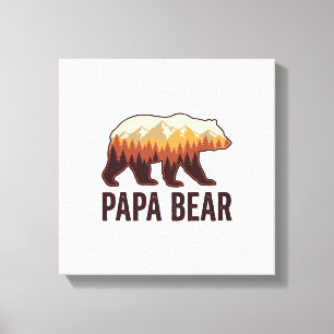 Impressão Em Tela Camiseta Floresta Vintage Silhueta Urso Papai Urso