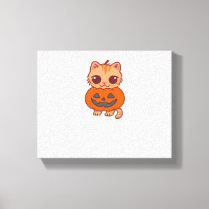Impressão Em Tela Camiseta Gato de Halloween - Dois Gatos Kawaii Hol