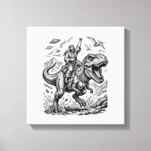 Impressão Em Tela Camiseta Gráfica de Cavaleiro de Dinossauro com Gr
