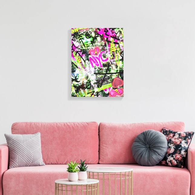 Impressão Em Tela Camiseta NYC Graffiti Nova York foto (Insitu(Sala de estar))