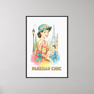 Impressão Em Tela Camiseta Parisiense Chic, Moda Francesa Vintage Ei