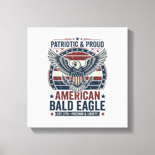 Impressão Em Tela Camiseta Patriótica Vintage Águia Careca Desgastad