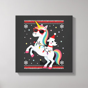 Impressão Em Tela Camiseta Poodle Unicórnio Óculos de Sol de Natal P
