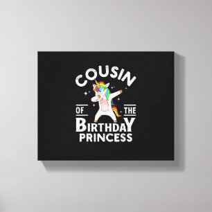 Impressão Em Tela Camiseta Prima da Princesa de Aniversário Unicórni
