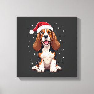 Impressão Em Tela Camiseta Regata de Natal Basset Hound
