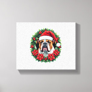 Impressão Em Tela Camiseta Regata engraçada de Natal do Bulldog Ingl