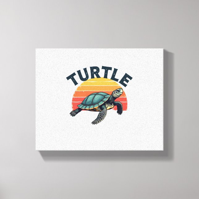 Impressão Em Tela Camiseta Tartaruga Retro (Frente)