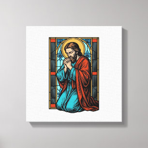 Impressão Em Tela Camiseta Vetorial de Figura Religiosa Orando Vinta