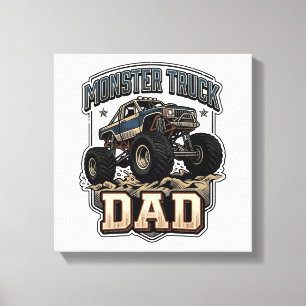 Impressão Em Tela Camiseta Vetorial Vintage de Pai de Caminhão Monst