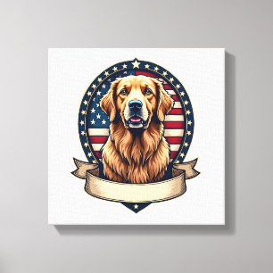Impressão Em Tela Camiseta Vintage com Emblema de Golden Retriever P