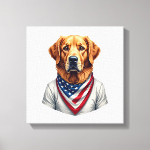 Impressão Em Tela Camiseta Vintage do Retriever Dourado Canino Ameri