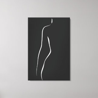 Impressão Em Tela Camisola de arte de linha corporal feminina minima