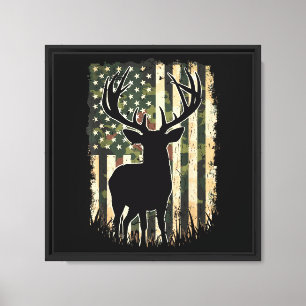 Impressão Em Tela Camo US Flag Deer Hunting Camoflage Hunter