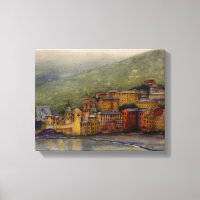 Camogli, Itália, pintura aquosa embrulhada