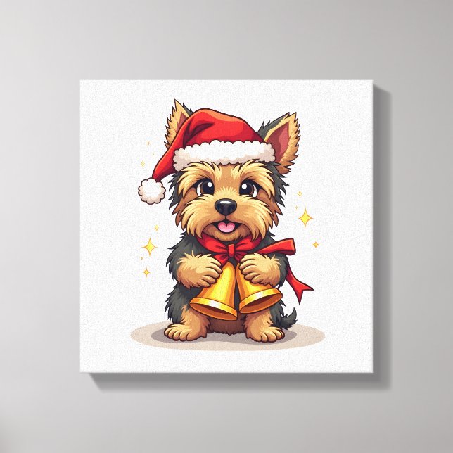Impressão Em Tela Campainhas de Natal do Yorkshire Terrier (Frente)