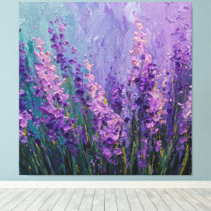 Impressão Em Tela Campo de Flores de Lavanda Roxo Rosa Abstrato na P
