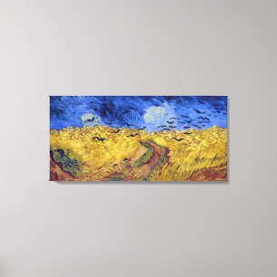 Impressão Em Tela Campo de rodas com corvos   Van Gogh  