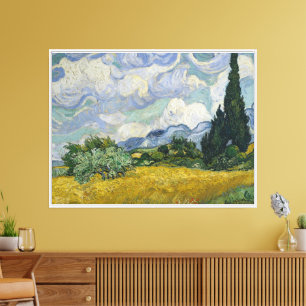 Impressão Em Tela Campo de Trigo com Ciprestes, Pintura a Óleo, Van 