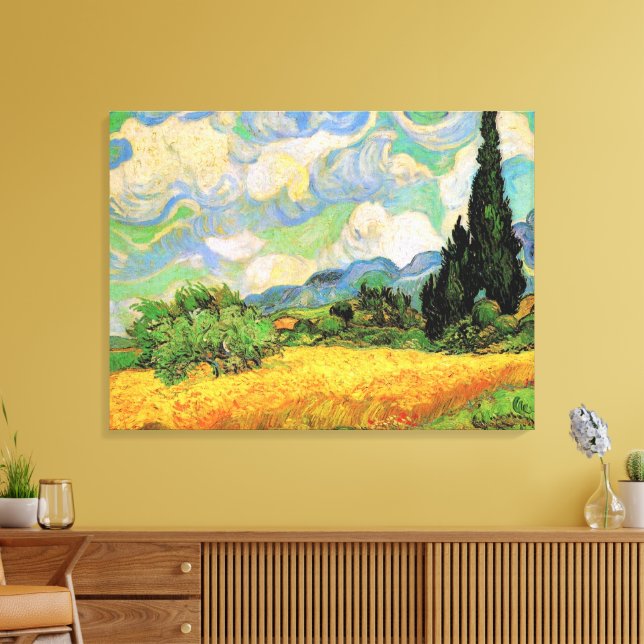 Impressão Em Tela Campo de trigo Van Gogh com ciprestes na Haute Gal (Insitu(Sala de estar))