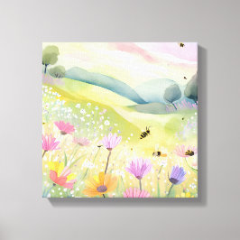 Impressão Em Tela Campos de Flor das Abelhas primavera | Natureza Co