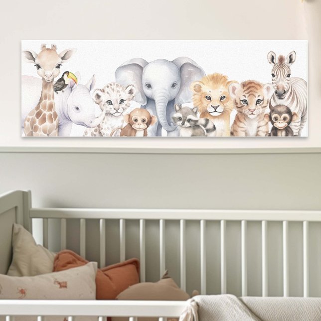Impressão Em Tela Cana-d-água Cana Safari Animais Selvagens (Safari Jungle Animals, Nursery Wall Art Decor for Gender Neutral Nursery Decor)