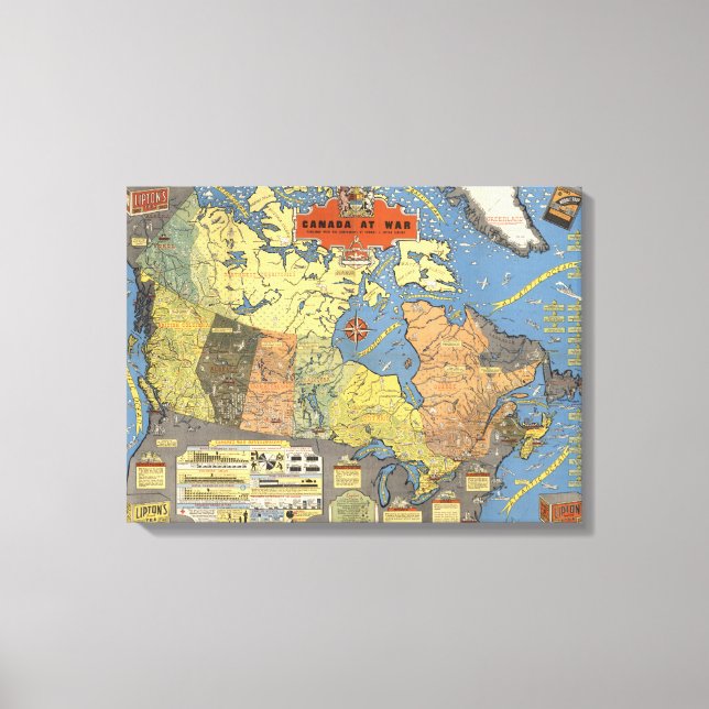 Impressão Em Tela Canadá em Guerra (Frente)