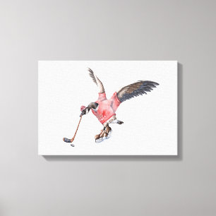 Impressão Em Tela Canadá Goose Jogando Hóquei