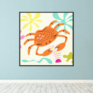 Impressão Em Tela Cancer Folkart Boho Caranguejo Abstrato Zodiac