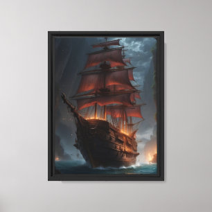 Impressão Em Tela Candlelit Pirate Ship em Stormy Canyon