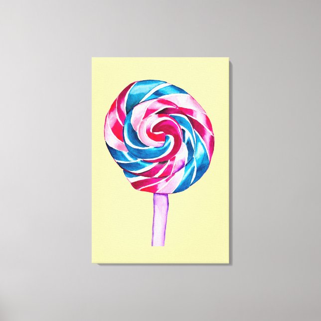Impressão Em Tela Candy lollipop aquarela doce arte (Frente)