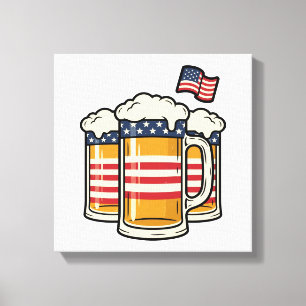 Impressão Em Tela Caneca de Cerveja Patriótica Design Vetorial Vinta