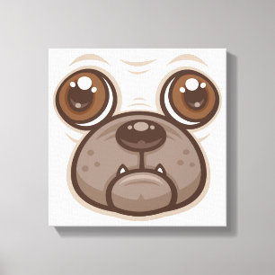 Impressão Em Tela Caneca de Pug de Desenho Animado Cara de Cachorro