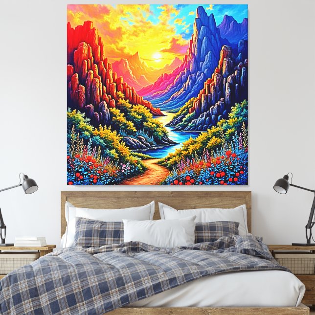 Impressão Em Tela Cânion do Rio do Pôr do Sol Arte (Insitu(Quarto))