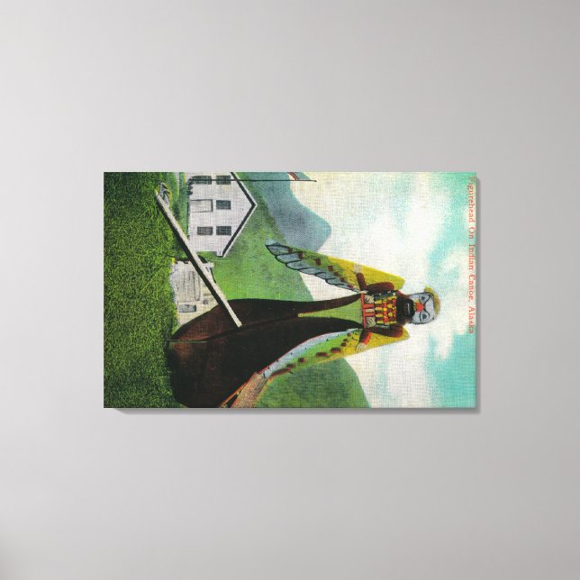 Impressão Em Tela Canoa Indiana com Figurehead no Alaska (Frente)