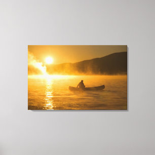 Impressão Em Tela Canoagem em Lily Bay ao nascer do sol, Lago Mooseh
