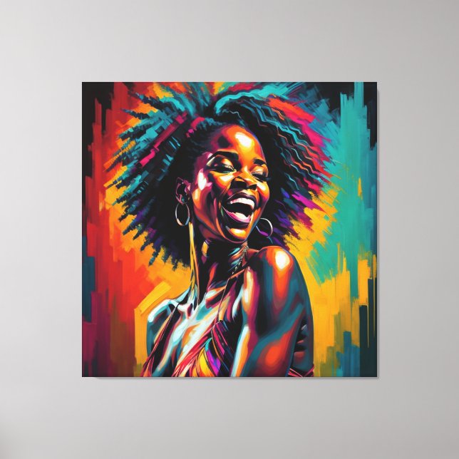 Impressão Em Tela Cantor de Neon Jazz Afro-Americano (Frente)